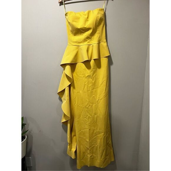 NEW Chiara Boni La Petite Robe Women's Yellow Ruffle Strapless Gown Size 8 & 12 - Picture 7 of 15